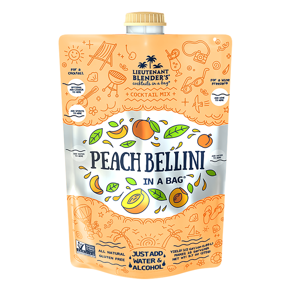 Peach Bellini in a Bag – Lieutenant Blender Cocktail Mixes