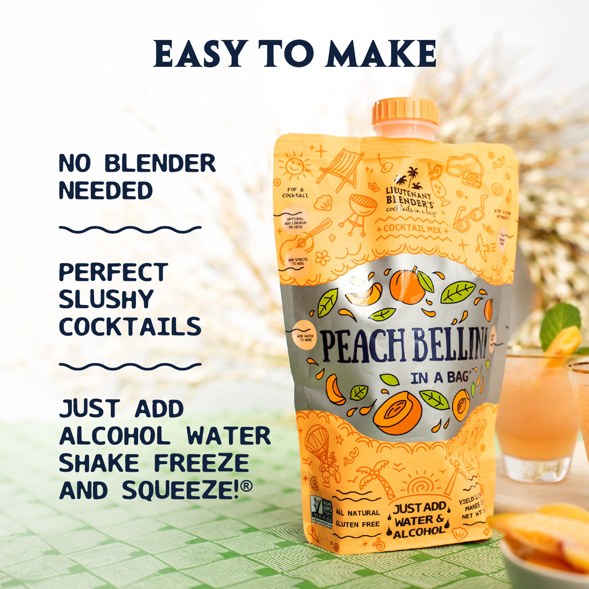 b2.ジュレリッチ プリンページ*.゜ Peach Bellini in a Bag – Lieutenant Blender Cocktail Mixes