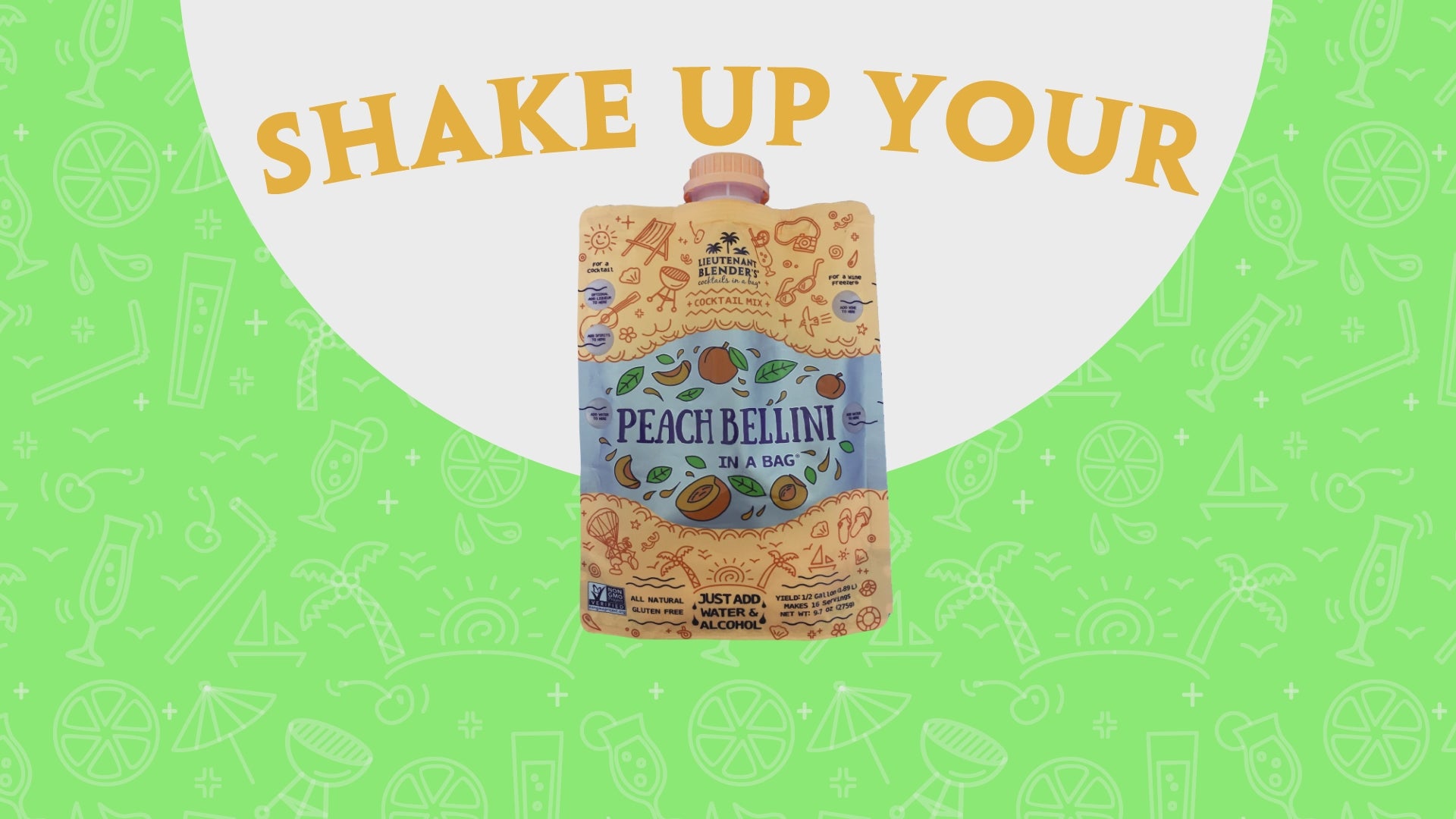 Peach Bellini in a Bag – Lieutenant Blender Cocktail Mixes